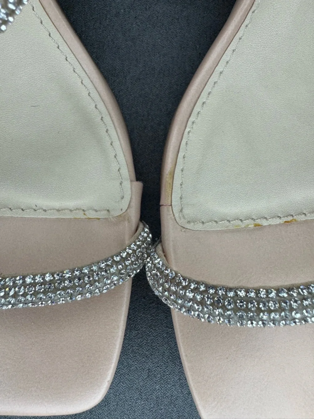 Altar’d State Rhinestone Block Heel Slide Sandals Nude Sparkly Heels Size 9 - Picture 11 of 12